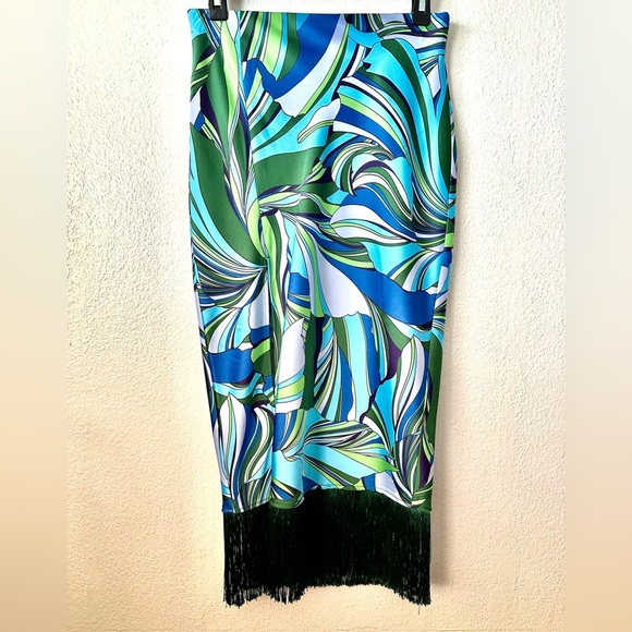 HOUSE OF HARLOW Maxi Geometric Pattern Elastic Waist Fringes Skirt BNWT - Picture 11 of 11